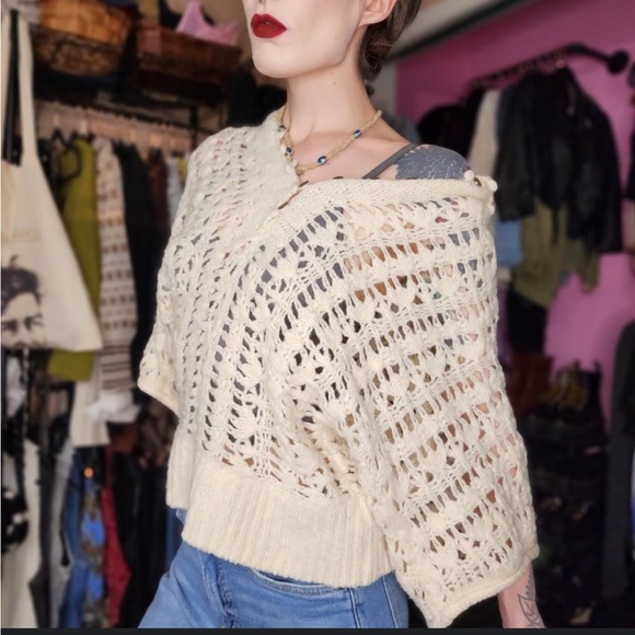Free People 🔥 Hooded Knitted Sweater Button Up Chest Crew Neck Boho Sz S - Picture 2 of 11